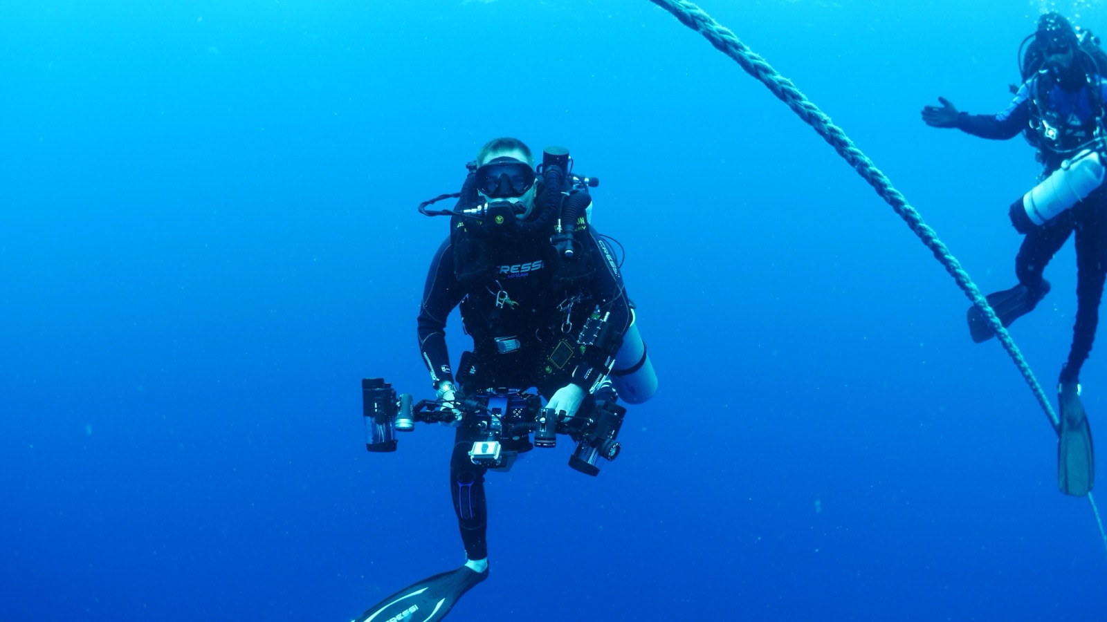 A diver on a Poseidon rebreather